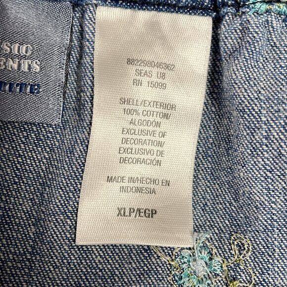 Classic Element Petite Ladies Jeans,Size XLP,Blue with Small Embroidered Flowers - Picture 10 of 10